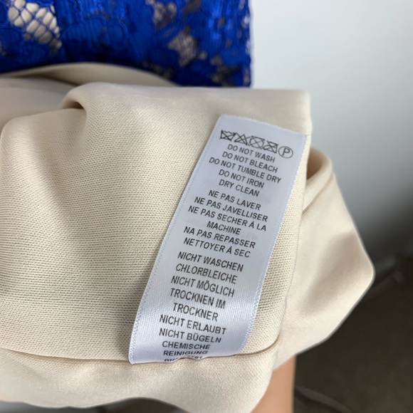 Aidan Mattox | V-Neck Lace Blue Cocktail Dress | Size 6 - Picture 7 of 8